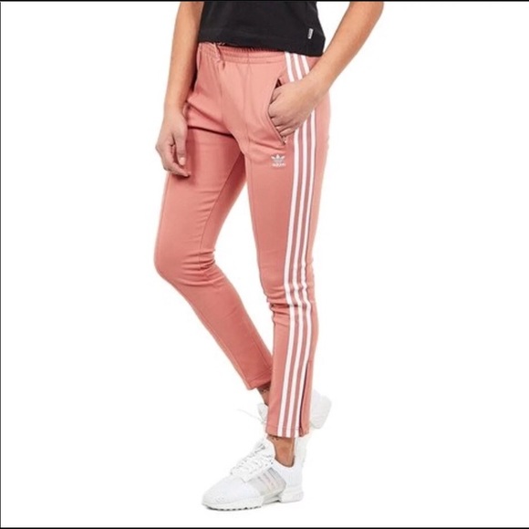 peach adidas track pants